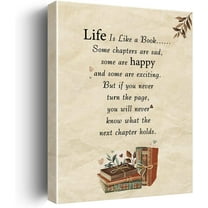 Inspirational Wall Art Decor Life is a Like a Book Quote Canvas Painting Framed Life Canvas Artwork Print Poster 12"x15" Decoration for Home Office Living Room