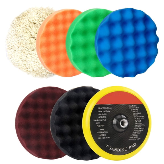 RAGUPEL 7-Inch Buffing and Polishing Pad Kit, 7 Pieces 7" Polishing Sponge, Waxing Buffing Pad Kit Angle Grinder Polishing Pad