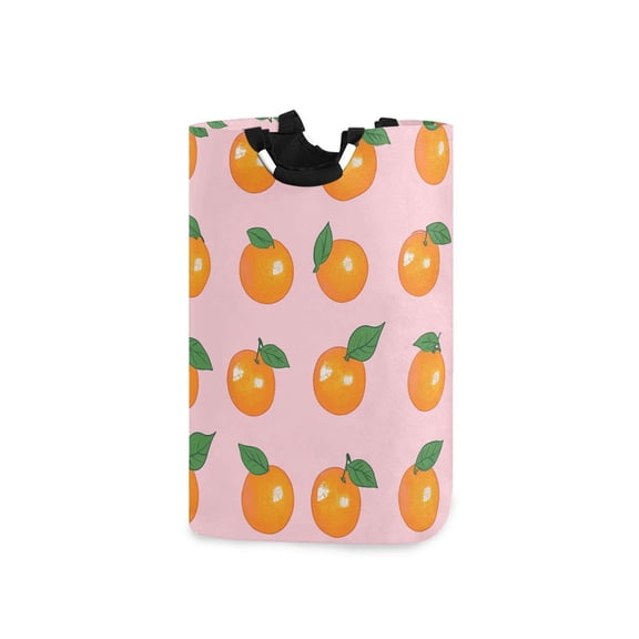 Yayeee Freestanding Laundry Hamper with Handle Collapsible Large Storage Basket for Clothes, Cute Oranges