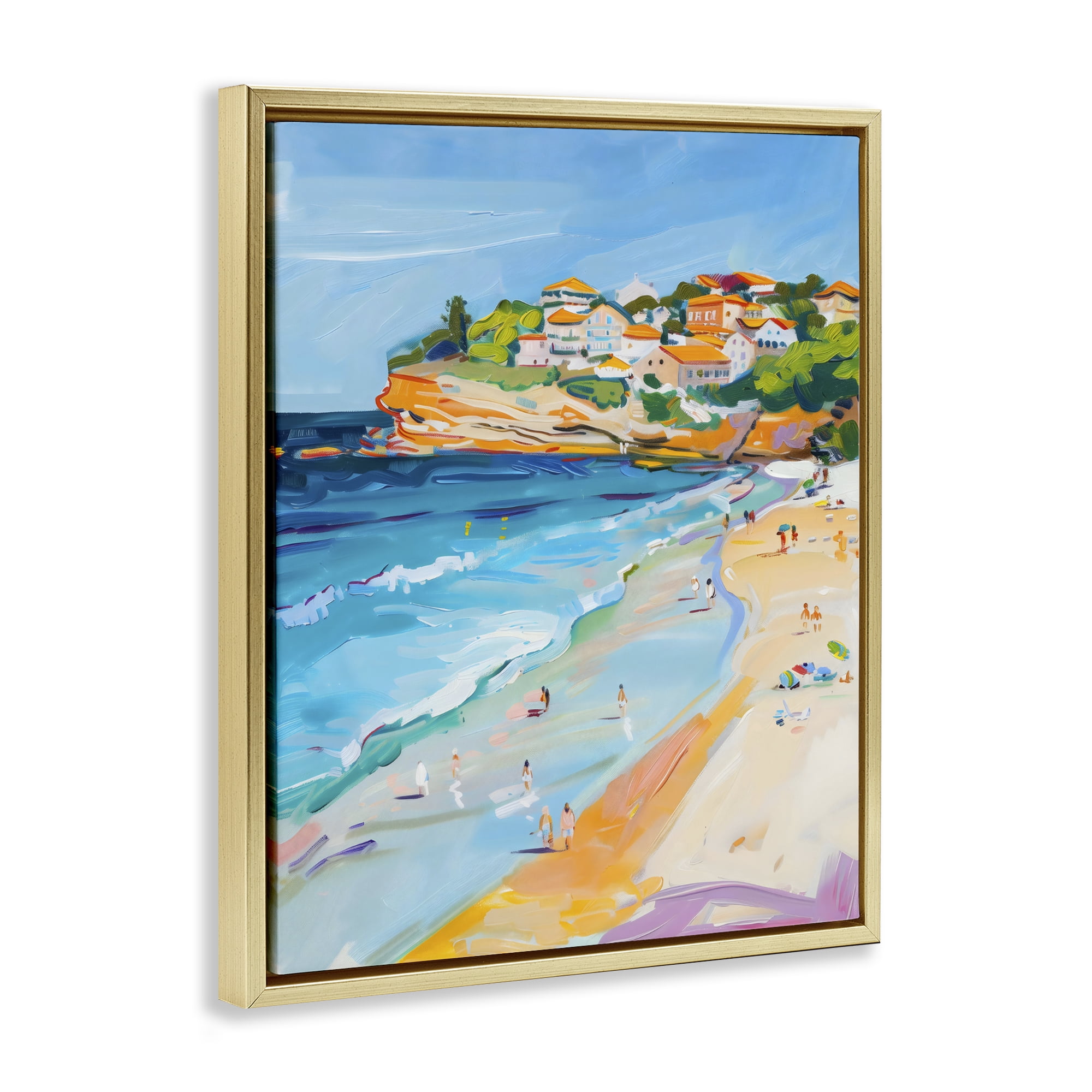 Stupell Industries Bondi Beach Cove Gold Framed Floater Canvas Wall Art, design by The Prints Vibe
