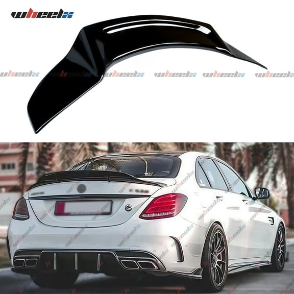 Rear Spoiler Compatible with 2015-2021 Benz W205 C-Class, R Style Duckbill Fits for C63 C160 C180 C200 C250 C300 C400 C450 Sedan, Trunk Tail Deck Lid Splitter Wing Lip (Glossy Black)