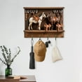 thumbnail image 3 of Wooden Key Rack with Horse Tack Design Wall Mounted Organizer for Keys Leashes Rustic Entryway Decor(Brown), 3 of 6