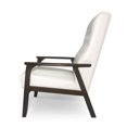 thumbnail image 5 of Mid-century Modern Chair In Gleaming White Faux Leather, Upholstered Appeal, Built With Resilient Rubberwood For Living Room Leather Tufting And Framework Area, 5 of 5