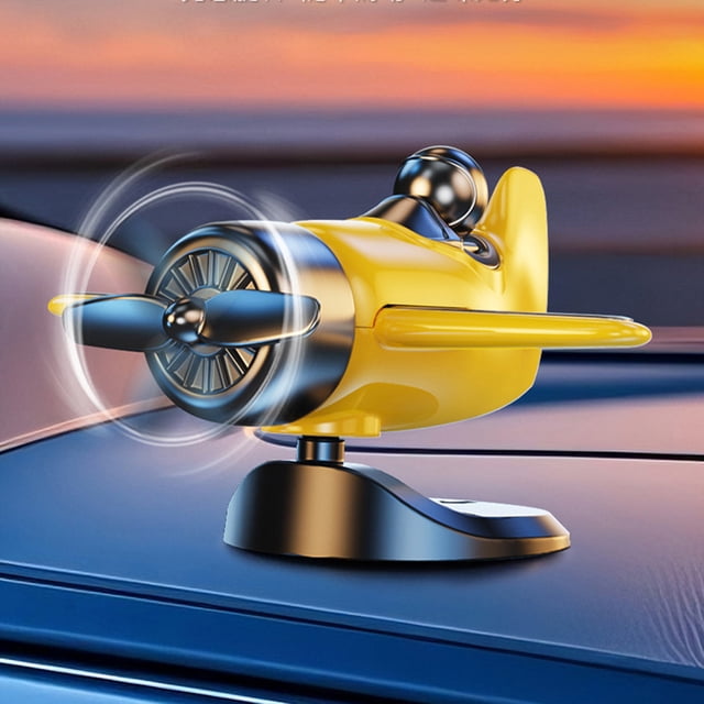 Solar Powered Airplane Car Ornament - Rotating Propeller Dashboard Decoration for Racing Fans & Fun Gifts