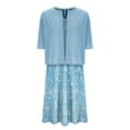 thumbnail image 4 of ibuvkizy Two Piece Sets for Women Summer Casual Outfit Sets,Women Jogger Outfit Plus Size,Printed V-Neck Elegant A Line Tank Dress and Half Sleeve Cardigan Tops Set Suit, 4 of 5
