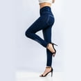 thumbnail image 6 of Baqcunre Jeans for Women Pants for Women Elastic Jeans Leggings Thermal Stripe Print Imitation Denim Leggings Tights Hiking Pant Jeans for Women Trendy High Waisted Jeans for Women, 6 of 9