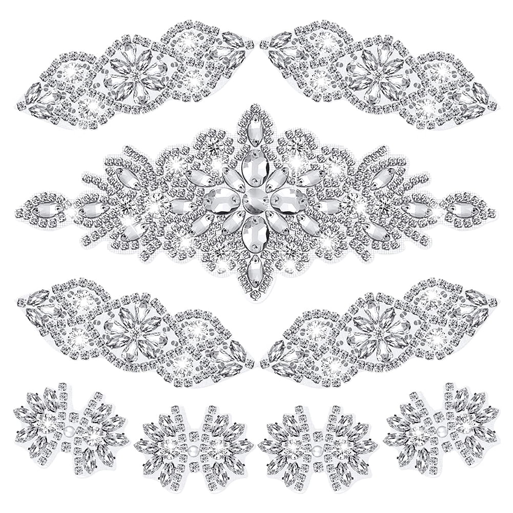 Abaodam 2Pcs Rhinestone Applique Decorative Sewing Patches Rhinestone  Letters Iron on Heat and Bond lite for Applique Bride Outfits Patches Decor  for
