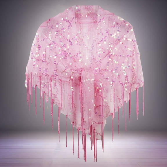 Hauaitttt Sequined Tassel Small Shawl Casual Blouse Small Shawl. for Evening Dresses Satin Coat for Women Womens Shawls / Capes Blanket Scarf for Women Teal Shawl Scarf Button Western Scarf Slide