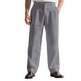 thumbnail image 2 of Dwelliawo Mens Linen Pants Straight Legs Baggy Striped Pants Loose Lightweight Trousers Relaxed Fit Summer Beach Dress Pants with Pockets Gray 3XL, 2 of 4