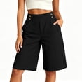thumbnail image 2 of RongHuan Shorts for Women High Waisted Wide Leg Summer Casual Beach Vacation Bermuda Short Pants with Pockets, 2 of 5