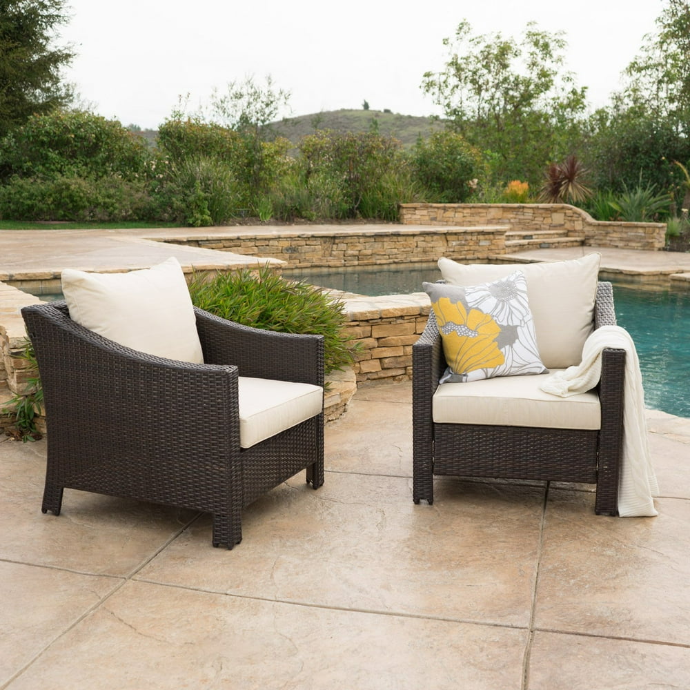 Antibes Outdoor Wicker Club Chair - Set of 2 - Walmart.com - Walmart.com