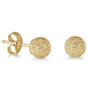 14K Yellow Gold 4mm Laser Cut Ball Stud Earrings