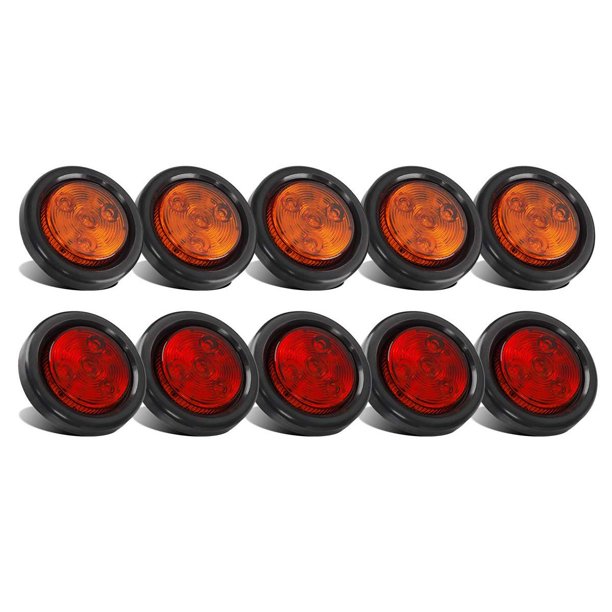 Luz de señalización lateral para remolque Partsam 2, 4 LED, redonda, 12 V, IP67
