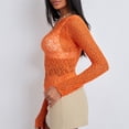 thumbnail image 5 of Women Y2K Lace Floral Crop Top Long Sleeve Sheer Mesh See Through T Shirts Slim Fit Going Out Tees Tops Streetwear, 5 of 7