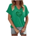thumbnail image 2 of Soki Hauts Décontractés à Manches Courtes et Col en V Imprimés pour la Saint-Patrick pour Femmes en Liquidation, 2 of 4