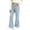 Blue, variant on Girls Faux Denim Pants with Pockets Elastic Waist Cute Baggy Casual Kids Flare Pants Blue 4-12