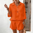 thumbnail image 7 of WAYUTE Womens Sets 2 Piece Outfits Casual Solid Color Blend Short Sleeve Lapel Shirt and Shorts Loungewear Sets Matching Clothing, 7 of 7