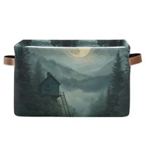 Yayeee Canvas Storage Basket with Handles for Shelves Fabric Bins Closet Organizer, Forest House