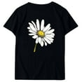 thumbnail image 4 of Tnhcen Women's Summer Daisy Print Crew Neck Short Sleeve Basic T-Shirt - Plus Size Friendly S-2XL | Soft Polyester Spandex Cotton Blend Casual Essentials, 4 of 5