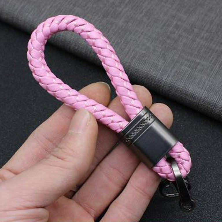 YIMIAO Car Key Chain Hand-woven Faux Leather Braided Rope Snap Hook Alloy  Men Women Waist Key Holder Ring for Daily 