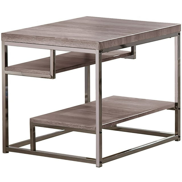Bowery Hill Square End Table in Weathered Gray and Black Nickel