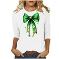 thumbnail image 2 of Elvqul T-Shirts de la Saint-Patrick pour Femmes Manches 3/4 Col Rond T-Shirts Grande Taille Mode Mignonne Fête Hauts Verts pour Femmes Imprimé, 2 of 5
