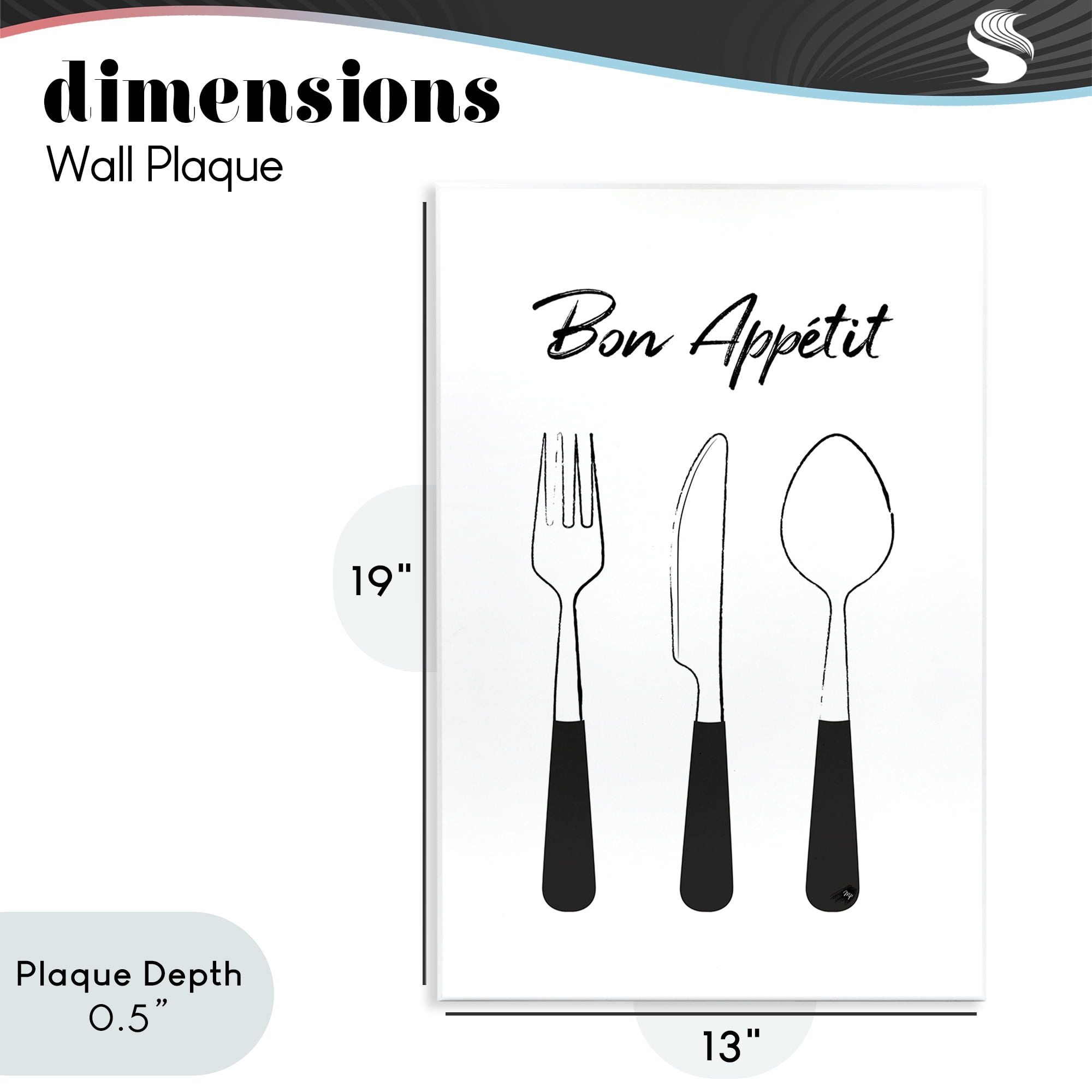 Stupell Industries Bon Appetit Fork Knife Spoon Wall Plaque Art, design by Martina Pavlova