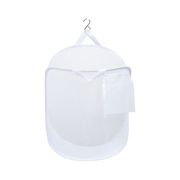 Lilixerw Foldable Laundry Sorter Basket with 3 Sections,Wall Mounted Dirty Clothes Storage Basket,Breathable Mesh Storage Bin with Pocket for Bathroom,Bedroom,Laundry Room,20.7x15.7x12in,White