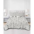 thumbnail image 2 of Quilts Twin-XL Size Bedding Set, Gray Flowers Lightweight Quilted Comforter, Spring Summer Farmhouse Botanical Soft Reversible Bedspread Coverlet with Pillow Covers for All Season, 68" x 98", 2 of 7