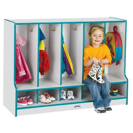 Jonti-Craft Toddler Coat Locker W/step - 5 Sections-Color:Yellow,Option:Without Tray
