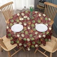 thumbnail image 3 of Red Christmas Ornament Pattern Round Tablecloth 60"x60",Wrinkle Wipeable Table Cloth for Kitchen Dining Room Picnic Patio Party, 3 of 6