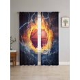 thumbnail image 4 of Sheer Curtains 96 Inches Long 2 Panels, Ice Fire Basketball Sport Rod Pocket Curtain Voile Draperies, Lightning Water Ripple Abstract Art Light Filtering Window Treatment for Living Room, 4 of 8