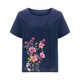 thumbnail image 4 of Camisetas de Manga Corta para las Mujeres Botón de Impresión Casual Cuello Redondo Camiseta Superior, Blusas para las Mujeres Casual, 4 of 4
