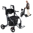 thumbnail image 4 of Koiauber Walkers for Seniors,8" Big Rubber Wheels All Road Rollator Walker with Seat,Foldable Height Adjustable Rolling Walker,Aluminum Alloy Adult Walking Aid, 4 of 7