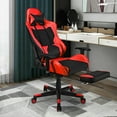 thumbnail image 2 of Costway Massage Gaming Chair Reclining Racing Office Computer Chair with Footrest Red, 2 of 12