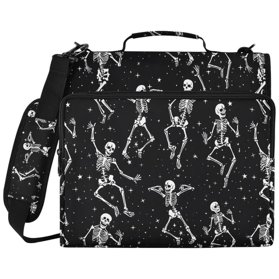 ALAZA Zipper Binder Halloween Skull Dancing Pattern 2 inch 3 Ring 500 Sheet Capacity Trapper Keeper File Folder Organizer Bag