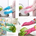 thumbnail image 2 of Guantes para limpieza de lavavajillas, 3 pares, guantes de goma reutilizables, antideslizantes, para lavandería, cocina, jardinería, guantes impermeables para el hogar, 2 of 2
