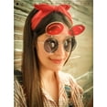 thumbnail image 4 of Retro Smiley Face Double Flip Up Round Circle Lens Hippie Sunglasses Silver - Black Yellow, 4 of 9