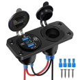 thumbnail image 2 of Quick Charge 3.0 Cigarette Lighter Outlet Waterproof 12V/24V Dual USB Car Socket with LED Voltmeter Touch Switch for Car RV Boat, 2 of 5