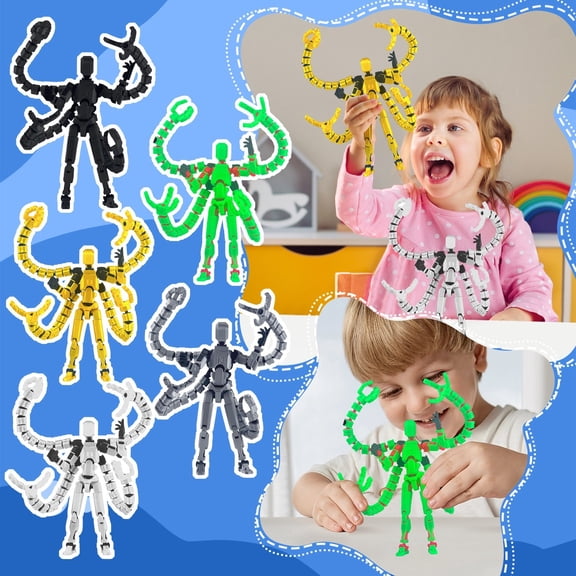 5Pack T13 Titan 13 Action Figure Set, Robot Action Figure 3D Printed robo 13 Action Fidget Toys Dummy Figure Articulated, Lucky 13 for Collectors Desktop Decorations