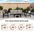 thumbnail image 6 of KINGYES 8 Piece HDPE Patio Furniture Set with Umbrella, All Weather Outdoor Modular Sectional Sofa Set, Patio Conversation Set, Black Frame with Beige Cushions, 6 of 8
