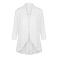 thumbnail image 5 of Lcziwo Women 3/4 Sleeve Cardigans Cotton Open Front Solid Kimonos Ruffled Hem Lightweight Casual Cover Ups White,M, 5 of 9