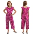 thumbnail image 5 of inlzdz Kids Girls Evening Club Dance Romper Shiny One Piece Jumpsuit Wedding Birthday Party Dress Red-violet 10, 5 of 6