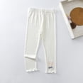 thumbnail image 2 of TFEOQRY Toddler Girls Cotton Linen Pants Summer Casual Children's Pants Capris Rabbit Decorative Elastic Thin Pants White, 2 of 4