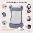 thumbnail image 3 of Beco Portabebés para niños pequeños con asiento extra ancho - 100% poliéster Malla de rendimiento 3D Estilo mochila para niños pequeños y transporte frontal - Portabebés liviano y transpirable - Porta, 3 of 5