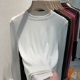 thumbnail image 3 of Camisa de manga larga de polar para mujer y de invierno con forro polar grueso y cuello medio alto, 3 of 6