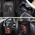 thumbnail image 3 of Jeiento Gothic Skull Seat Covers for Cars Full Set with Steering Wheel Cover Seatbelt Covers Car Coasters Trash Bag Air Vent Storage Bag Red Rose Keychain, Fit for SUV Truck Van Sedan, 3 of 7