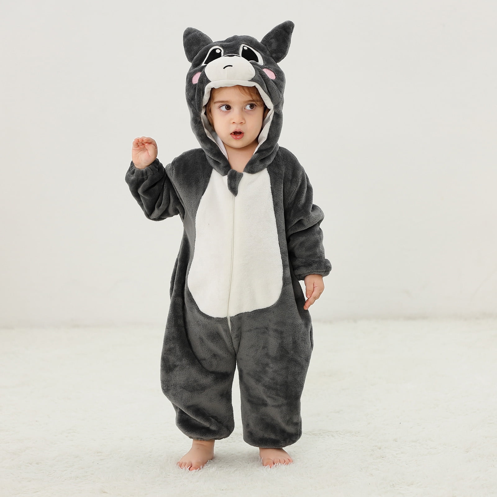 Ahuyic Toddler Kids Casual Rompers, Autumns And Winters Kids Long Sleeved JumpSuit,Toddler Boys And Girls Cute Printing Romper Long Sleeve Hooded Jumpsuit Cute Printing Flannel Clothes