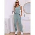 thumbnail image 2 of DARING DIVA Women's Pajamas Loungewear Knit V Neck Tank Tops with Pants Set Blue L, 2 of 6