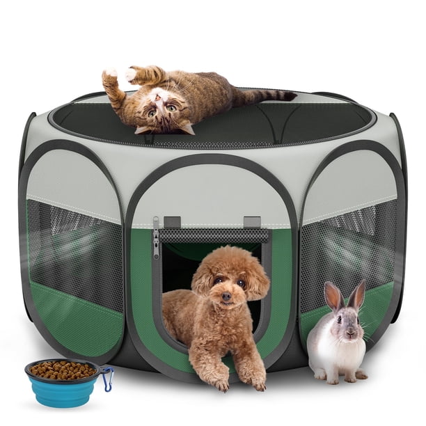 Corral para Perros de Interior para Cachorros y Gatos, Mascota Pequeña, Corral Emergente para Exteriores, Carpa, Jaulas, 29" Corral Transpirable, Longitud para Mascotas de hasta 10 Lb